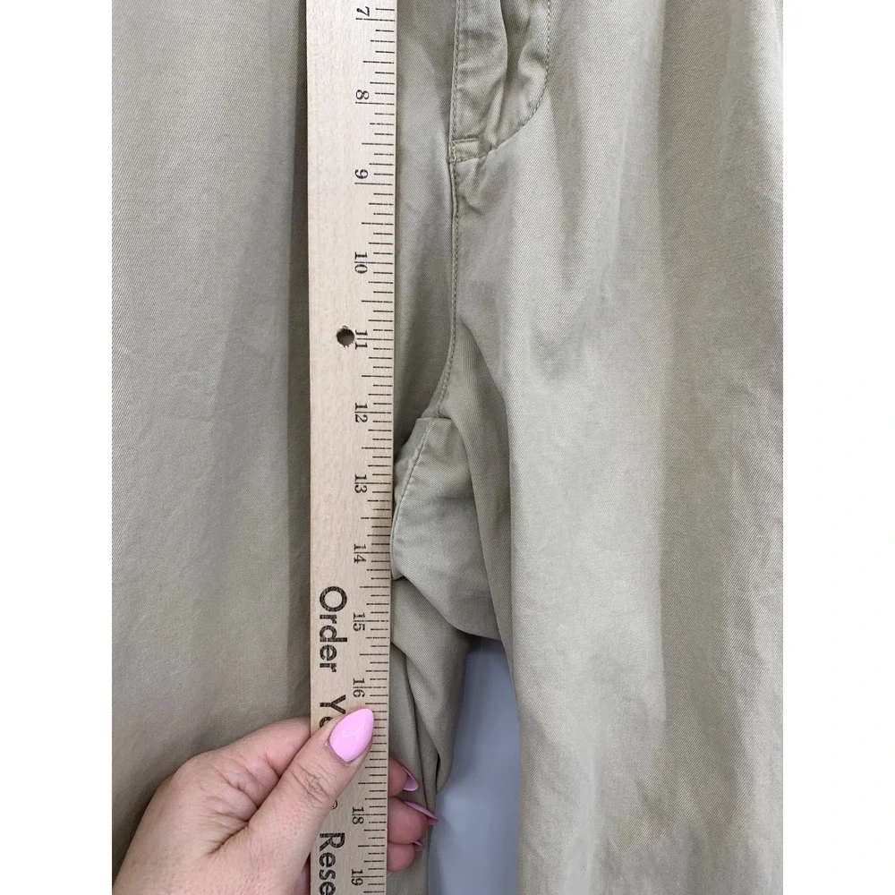 Vintage Polo Ralph Lauren Pants Mens 34x32 Tan Khaki Pleated Cuffed Cotton
